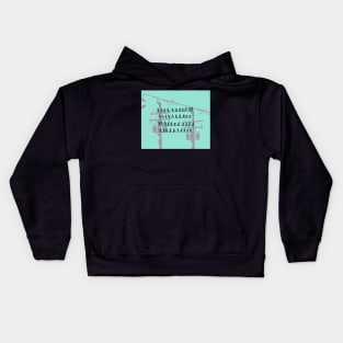 Birds On A WIre - Turquoise Kids Hoodie